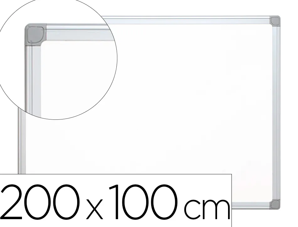 Tableau q-connect laqué magnétique cadre aluminium idéal collèges bureaux inclus accessoires fixation mur 200x100cm