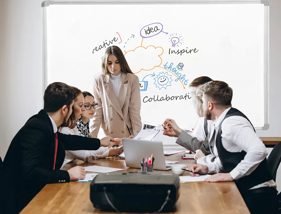 Tableau q-connect laqué magnétique cadre aluminium idéal collèges bureaux inclus accessoires fixation mur 200x100cm