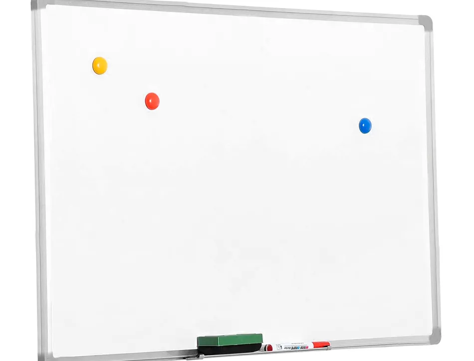 Tableau q-connect laqué magnétique cadre aluminium idéal collèges bureaux inclus accessoires fixation mur 200x100cm