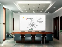 Tableau q-connect laqué magnétique cadre aluminium idéal collèges bureaux inclus accessoires fixation mur 200x100cm