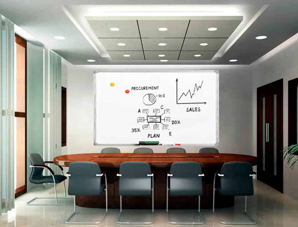 Tableau q-connect laqué magnétique cadre aluminium idéal collèges bureaux inclus accessoires fixation mur 150x100cm