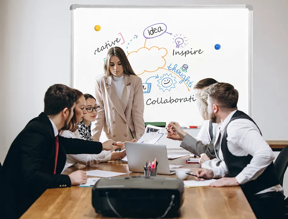 Tableau q-connect laqué magnétique cadre aluminium idéal collèges bureaux inclus accessoires fixation mur 120x90cm