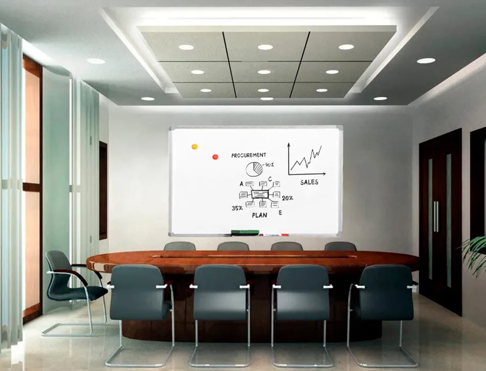 Tableau q-connect laqué magnétique cadre aluminium idéal collèges bureaux inclus accessoires fixation mur 120x90cm