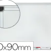 Tableau q-connect magnétique émaillé 800 degrés vitrifié cadre aluminium porte-marqueurs 60x90cm coloris blanc