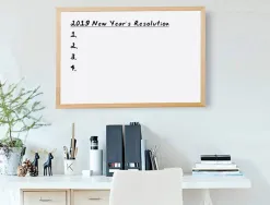Tableau q-connect mélaminé cadre bois lisse lavable stabilité marqueurs spéciaux accessoires fixation mur 60x40cm