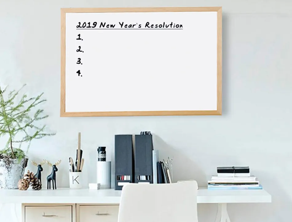 Tableau q-connect mélaminé cadre bois lisse lavable stabilité marqueurs spéciaux accessoires fixation mur 60x40cm