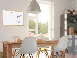 Tableau q-connect mélaminé cadre bois lisse lavable stabilité marqueurs spéciaux accessoires fixation mur 60x40cm