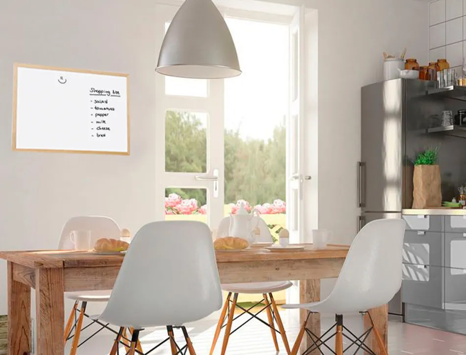 Tableau q-connect mélaminé cadre bois lisse lavable stabilité marqueurs spéciaux accessoires fixation mur 40x30cm