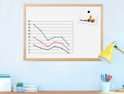 Tableau q-connect mélaminé cadre bois lisse lavable stabilité marqueurs spéciaux accessoires fixation mur 40x30cm