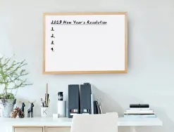 Tableau q-connect mélaminé cadre bois lisse lavable stabilité marqueurs spéciaux accessoires fixation mur 40x30cm