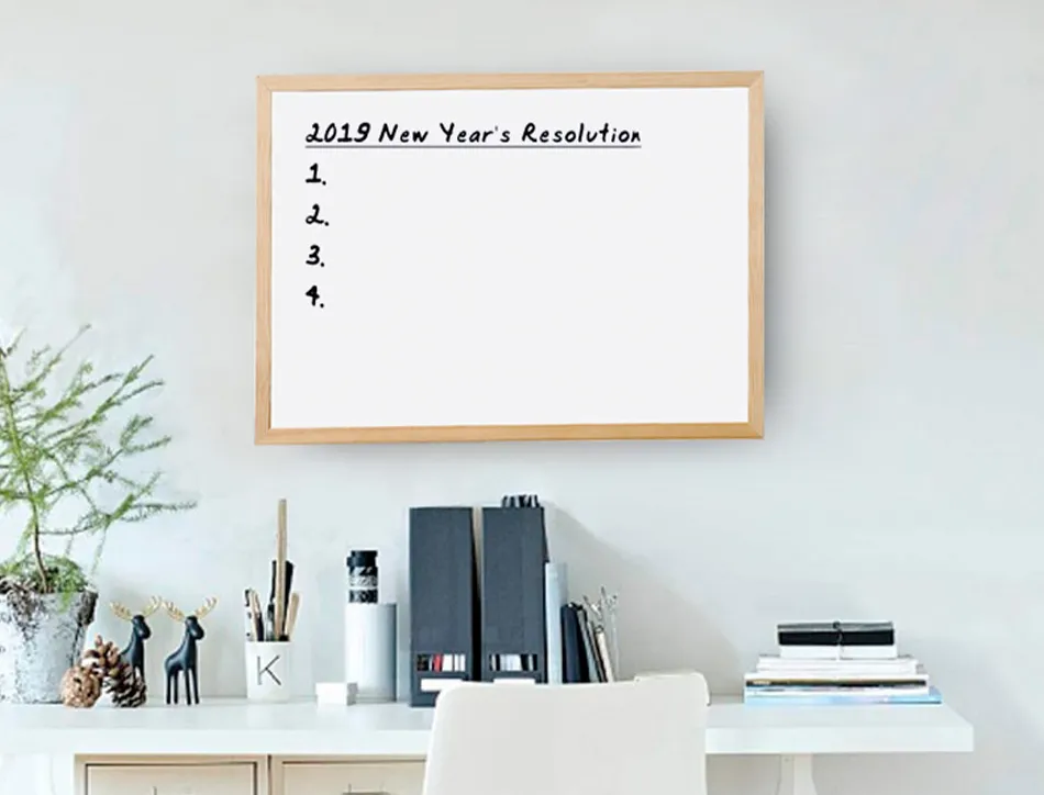 Tableau q-connect mélaminé cadre bois lisse lavable stabilité marqueurs spéciaux accessoires fixation mur 40x30cm