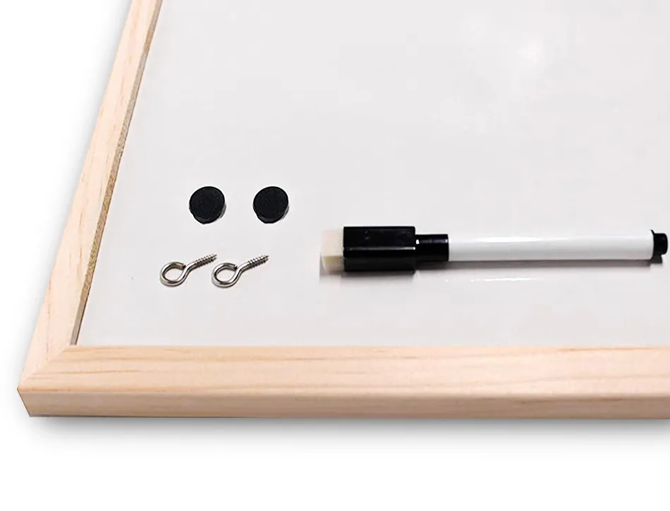 Tableau q-connect mélaminé cadre bois lisse lavable stabilité marqueurs spéciaux accessoires fixation mur 90x60cm