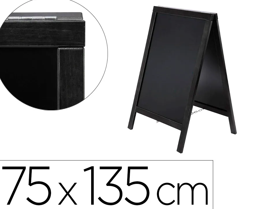 Tableau sol noir liderpapel bois hôtellerie chevalet double face marqueur type craie 75x135x52cm