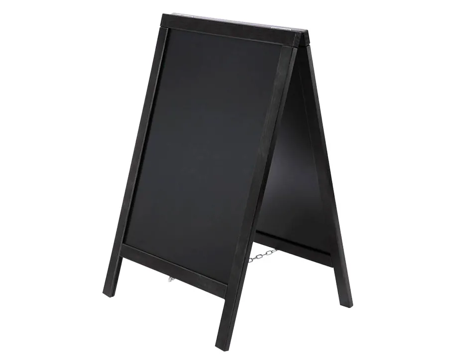 Tableau sol noir liderpapel bois hôtellerie chevalet double face marqueur type craie 55x85x52cm