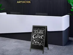Tableau sol noir liderpapel bois hôtellerie chevalet double face marqueur type craie 55x85x52cm