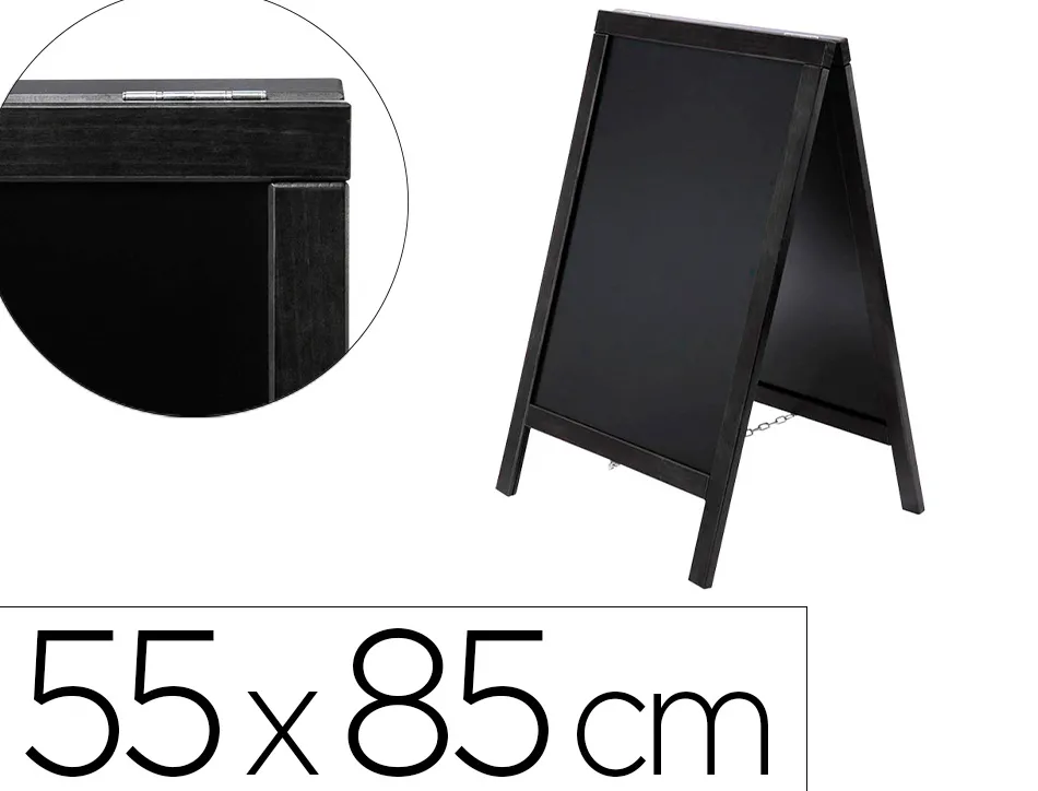Tableau sol noir liderpapel bois hôtellerie chevalet double face marqueur type craie 55x85x52cm