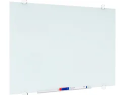Tableau verre q-connect magnetique 90x60cm inclus 2 aimants 1 marqueur effacable 1 brosse kit fixation kf11313