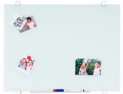 Tableau verre q-connect magnetique 90x60cm inclus 2 aimants 1 marqueur effacable 1 brosse kit fixation kf11313