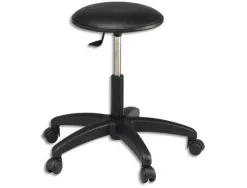 Tabouret bas standard vinyle sur roulettes reglable en hauteur coloris noir