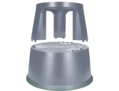 Tabouret q-connect plastique roues caoutchouc rétractables 2 niveaux base 44cm hauteur 43cm poids 2.9kg coloris gris