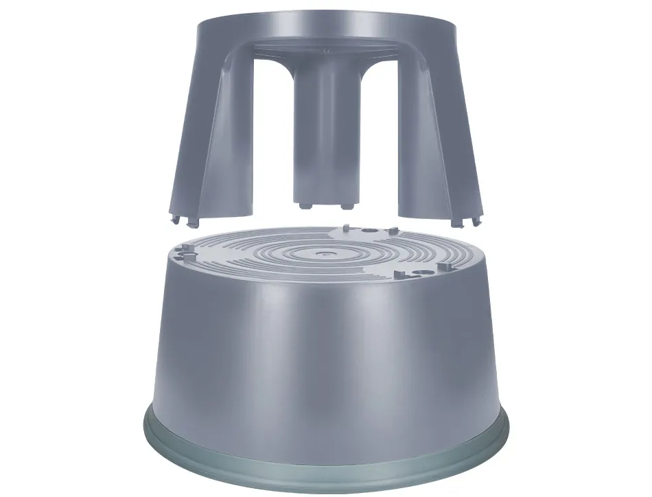 Tabouret q-connect plastique roues caoutchouc rétractables 2 niveaux base 44cm hauteur 43cm poids 2.9kg coloris gris