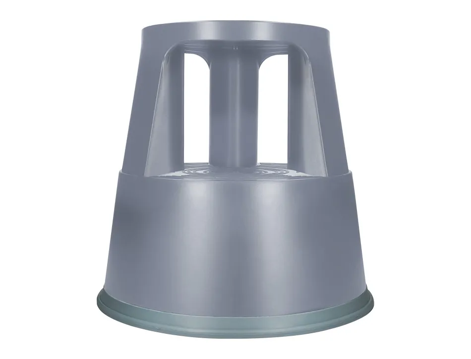 Tabouret q-connect plastique roues caoutchouc rétractables 2 niveaux base 44cm hauteur 43cm poids 2.9kg coloris gris