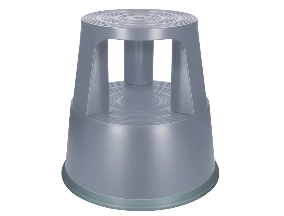 Tabouret q-connect plastique roues caoutchouc rétractables 2 niveaux base 44cm hauteur 43cm poids 2.9kg coloris gris
