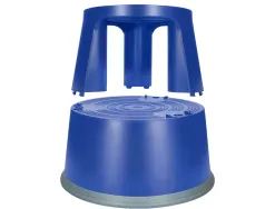Tabouret q-connect plastique roues caoutchouc rétractables 2 niveaux base 44cm hauteur 43cm poids 2.9kg coloris bleu