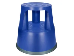 Tabouret q-connect plastique roues caoutchouc rétractables 2 niveaux base 44cm hauteur 43cm poids 2.9kg coloris bleu