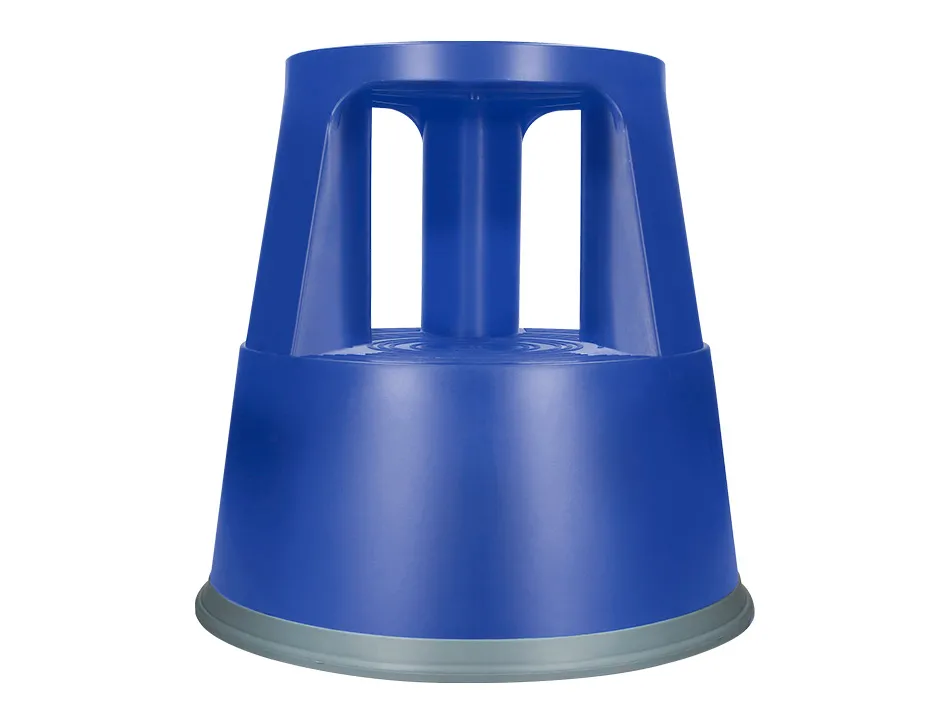 Tabouret q-connect plastique roues caoutchouc rétractables 2 niveaux base 44cm hauteur 43cm poids 2.9kg coloris bleu