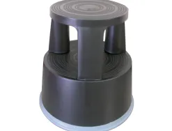 Tabouret q-connect plastique roues caoutchouc rétractables 2 niveaux base 44cm hauteur 43cm poids 2.9kg coloris noir