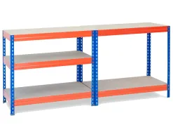 Étagère métallique ar 5 tablettes supporte 200kg/tablette 180x90x40cm coloris bleu/orange