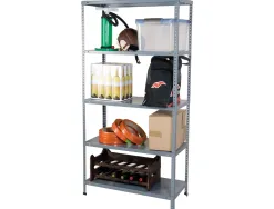 Étagère métallique ar 5 tablettes supporte 80kg/tablette capacité 50 boîtes/classeurs 180x90x40cm coloris gris