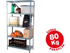 Étagère métallique ar 5 tablettes supporte 80kg/tablette capacité 50 boîtes/classeurs 180x90x40cm coloris gris