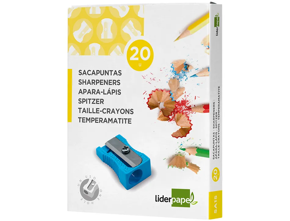 Taille-crayon liderpapel metallique 1 usage coloris bleu