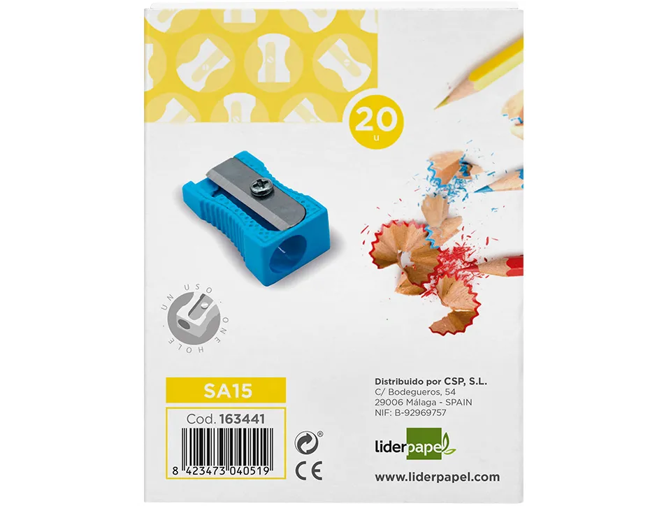 Taille-crayon liderpapel metallique 1 usage coloris bleu