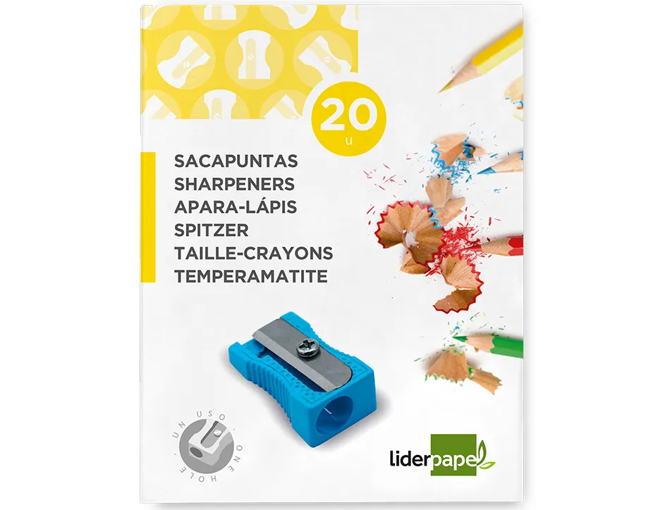 Taille-crayon liderpapel metallique 1 usage coloris bleu