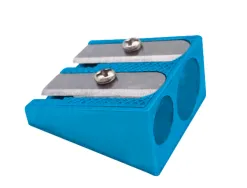 Taille-crayon liderpapel metallique 2 usages coloris bleu