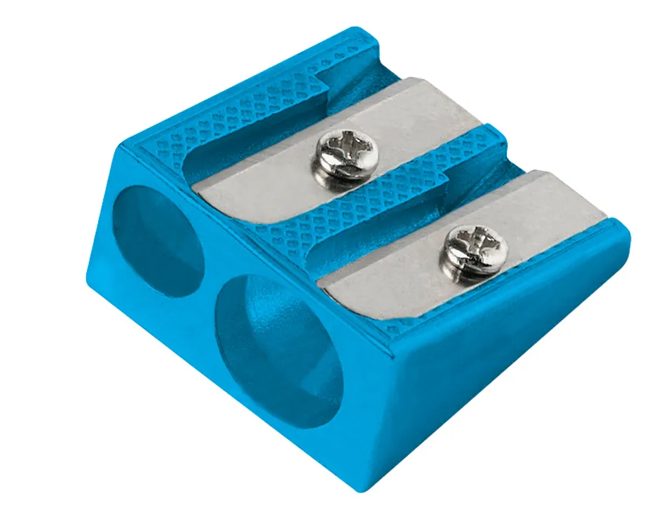 Taille-crayon liderpapel metallique 2 usages coloris bleu