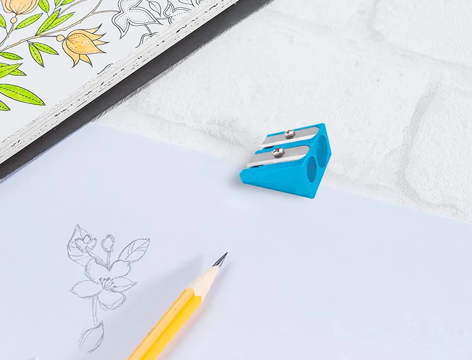 Taille-crayon liderpapel metallique 2 usages coloris bleu