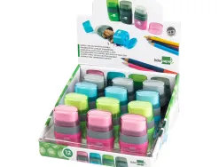 Taille-crayon liderpapel plastique réservoir gomme sans pvc 2 usages coloris assortis