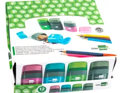 Taille-crayon liderpapel plastique réservoir gomme sans pvc 2 usages coloris assortis