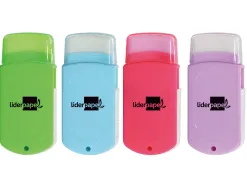 Taille-crayon liderpapel plastique 2 usages avec gomme sans pvc et brosse coloris assortis