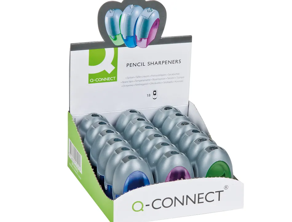 Taille-crayon q-connect économique réservoir plastique transparent 1 usage