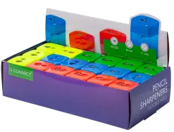 Taille-crayon q-connect économique réservoir plastique transparent 2 usages