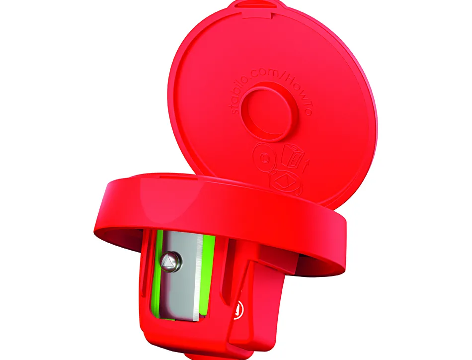 Taille-crayon stabilo reservoir woody 3 in 1 coloris rouge