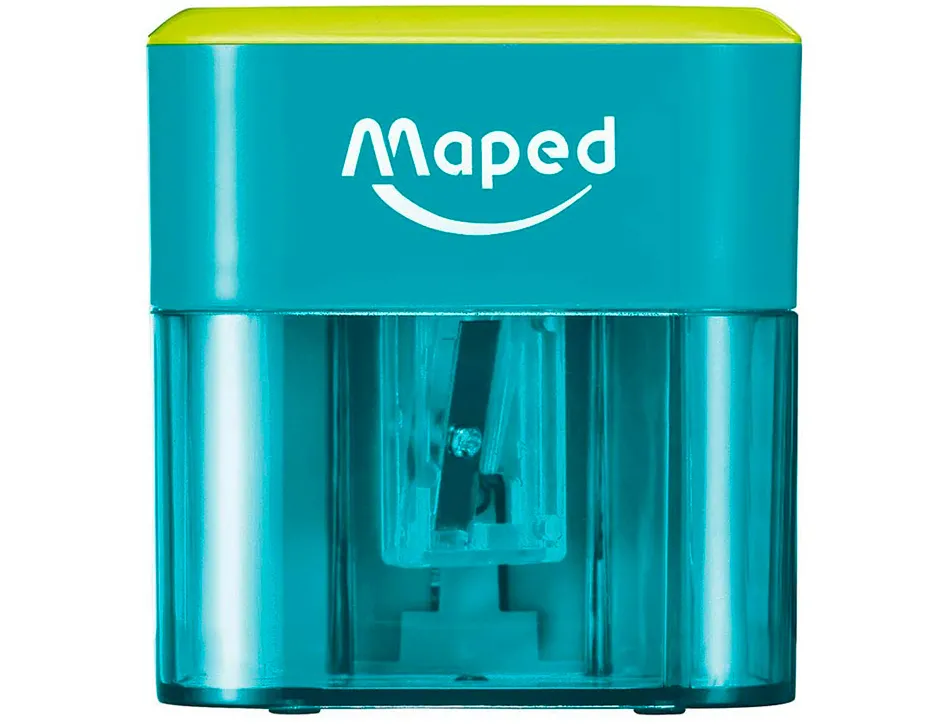 Taille-crayons maped lectrique a pile 1 trou diametre 6 a 8mm avec reservoir bicolore