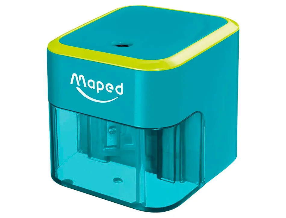 Taille-crayons maped lectrique a pile 1 trou diametre 6 a 8mm avec reservoir bicolore