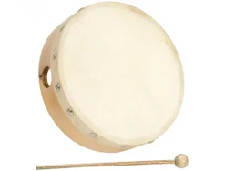 Tambourin fuzeau sans cymbalette cerclage bois diametre 15cm livre avec mailloche