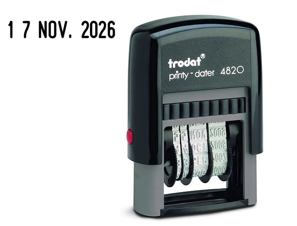 Tampon dateur trodat printy 4820 encrage automatique 1 ligne taille empreinte 27x4mm coloris noir